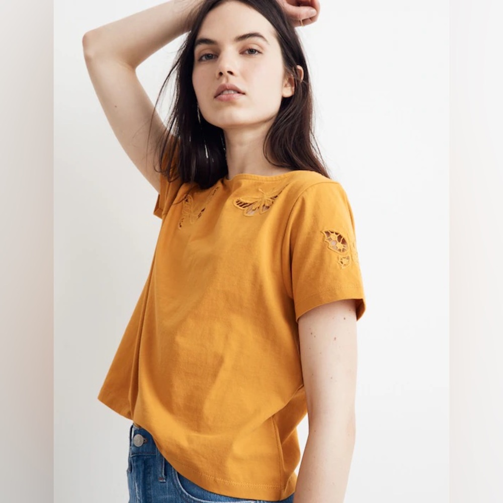 Butterfly Embroidered Eyelet Setlist Boxy Tee